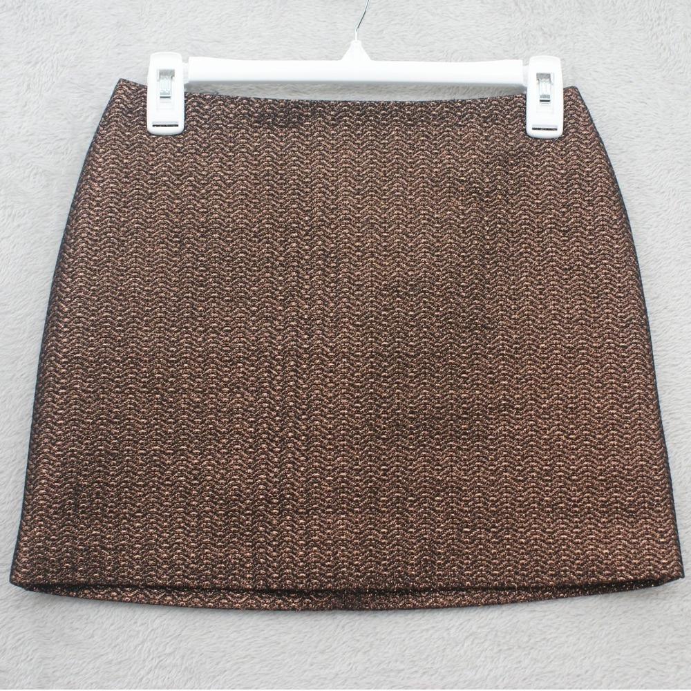 HM Metallic Bronze‎ Mini Skirt Womens 2 Textured Shimmer A-Line Holiday Party
